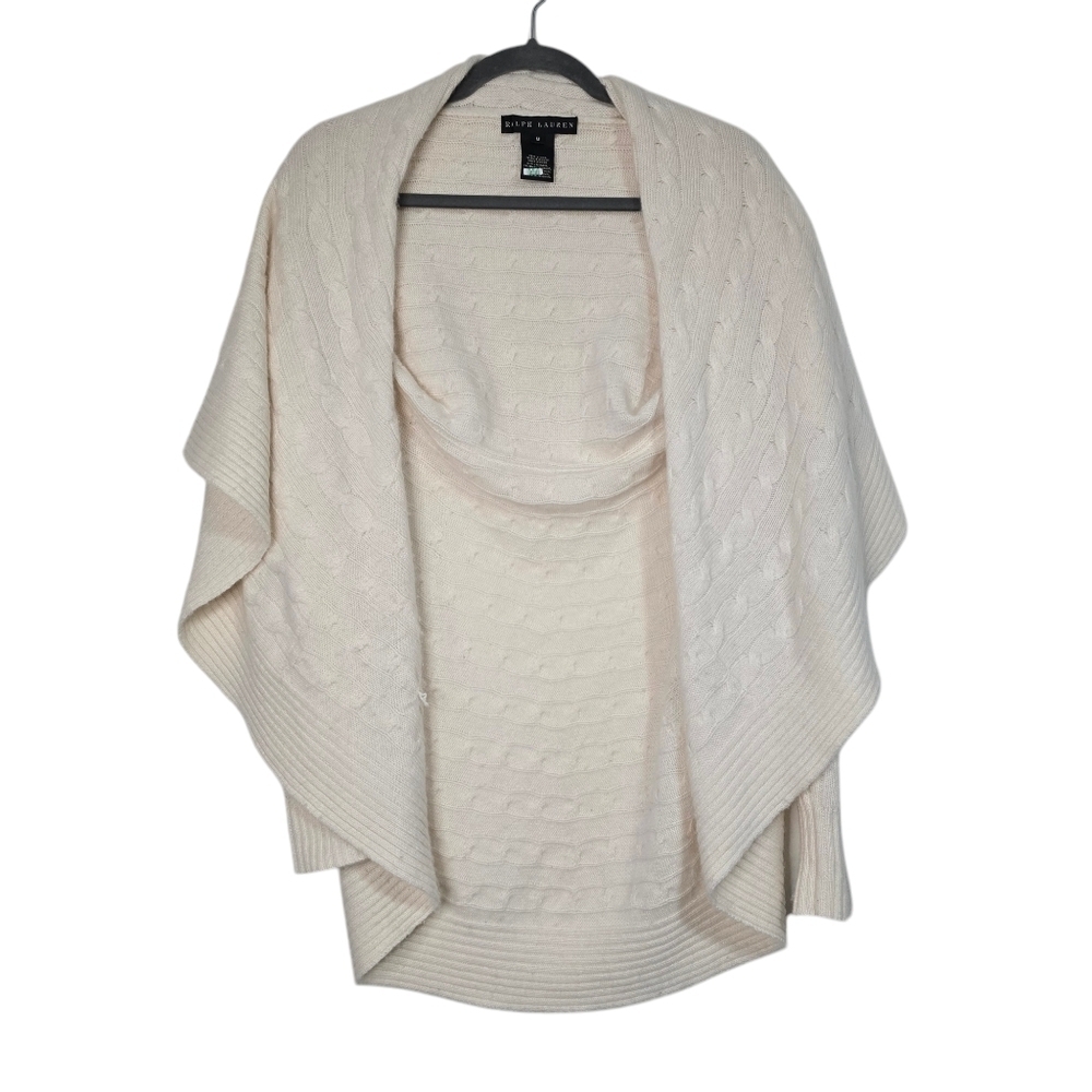 Ralph Lauren Black Label 100% Cashmere Cream Cable Knit Long sleeve Wrap Cardiga